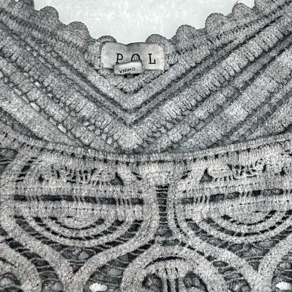 Pol Lace Bralette Crop Top Crochet Gray Size M/L Whimsygoth Boho Scalloped Hem - Picture 3 of 6